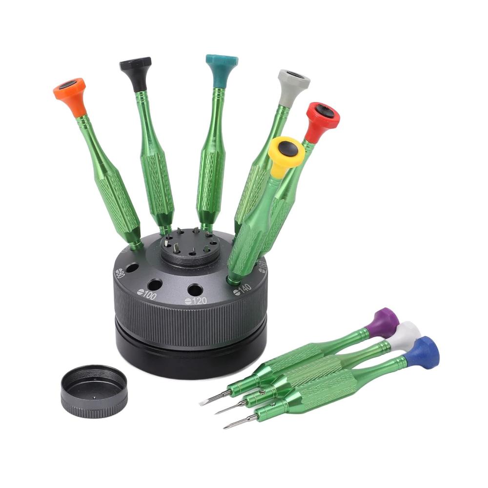 9-teiliges Uhrenreparatur-Schraubendreher-Set mit multifunktionalem Edelstahl-Werkzeugständer - ideal für die Wartung von Uhren