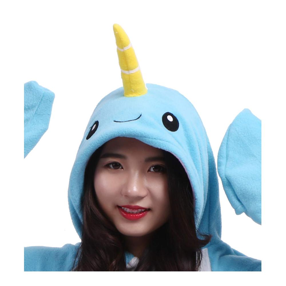 Tierischer Jumpsuit für Erwachsene - Kigurumi Narwal Kostüm für Fasching Halloween und Cosplay