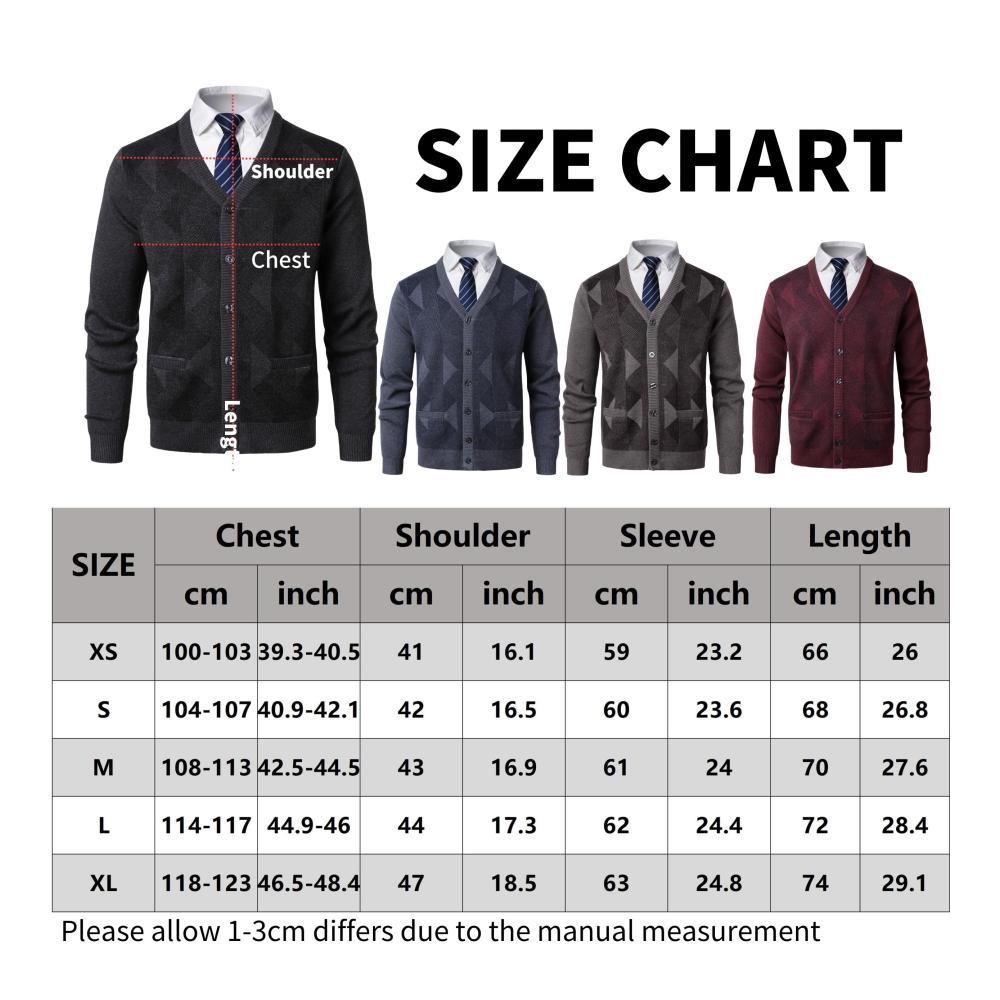 Herren Strickjacke MeiLayM - Warme Winterjacke mit V-Ausschnitt Knöpfen und Taschen für Männer - Freizeit- und Übergangsjacke in Leichter Strickoptik