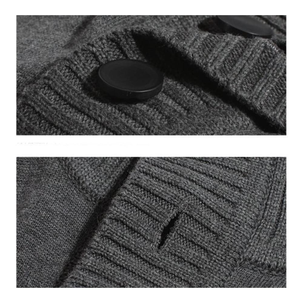 Herren Rollkragenpullover - Winter Kaschmir Strickoberteil mit Knöpfen Langarm und Wärmeisolierung