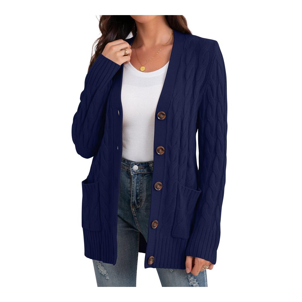 Damen Strickjacke mit Knöpfen elegant gestalteter Strickmantel für Herbst/Winter von GRECERELLE – Lange Cardigan mit Taschen übergroßer Pullover für stilvolle Strickwaren im Frühling