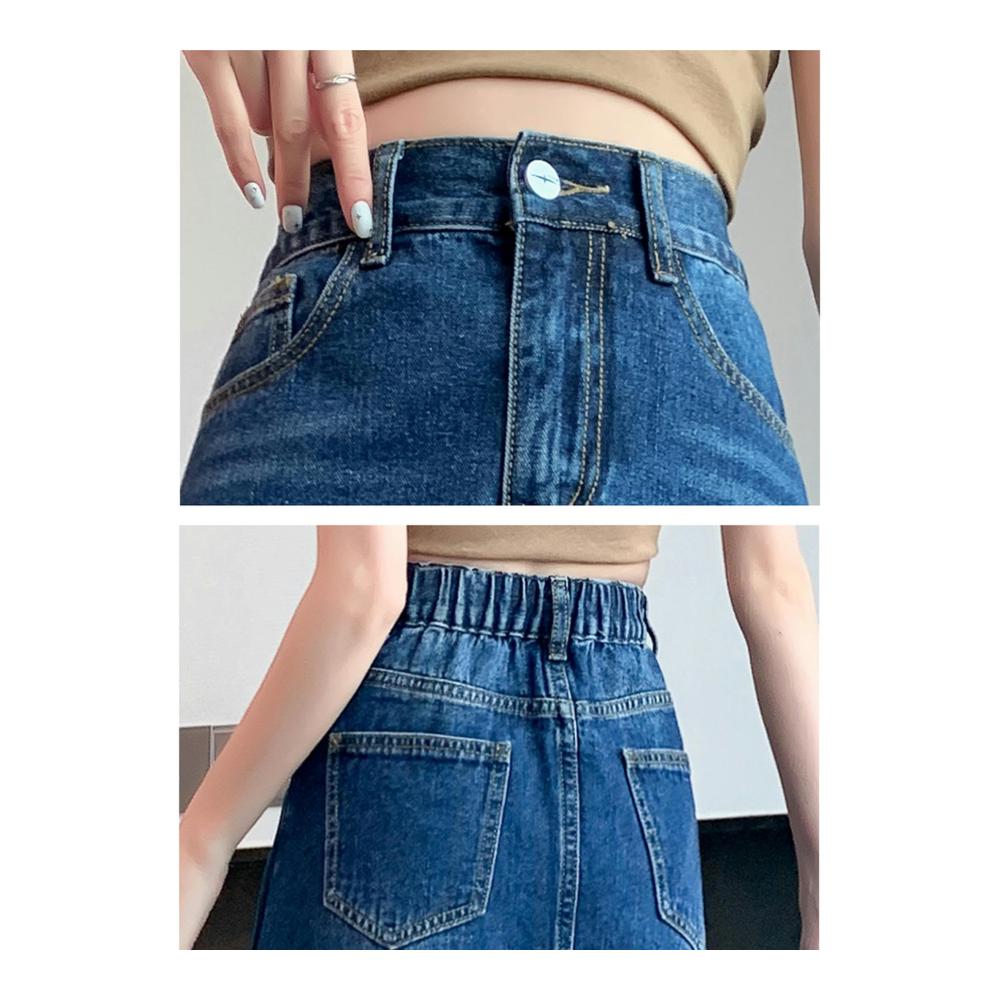 Maxi Denim Rock für Damen 2023 - Sommer Casual Style mit Quaste Taschen A-Linie Hohe Taille Jeans-Langrock