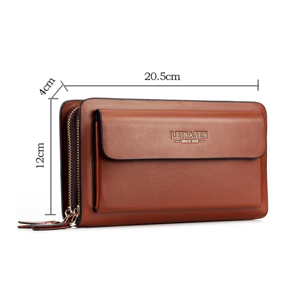 Herren Leder Geldbörse ZED - Exklusive Business Geldbörse mit Schulterriemen Kartenfächern und geräumiger Clutch