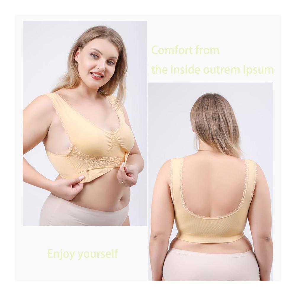 Mondliebe Damen Sport-BH Push-Up Spitzen-BH mit Vorderverschluss Kreuzschnalle & Polsterung
