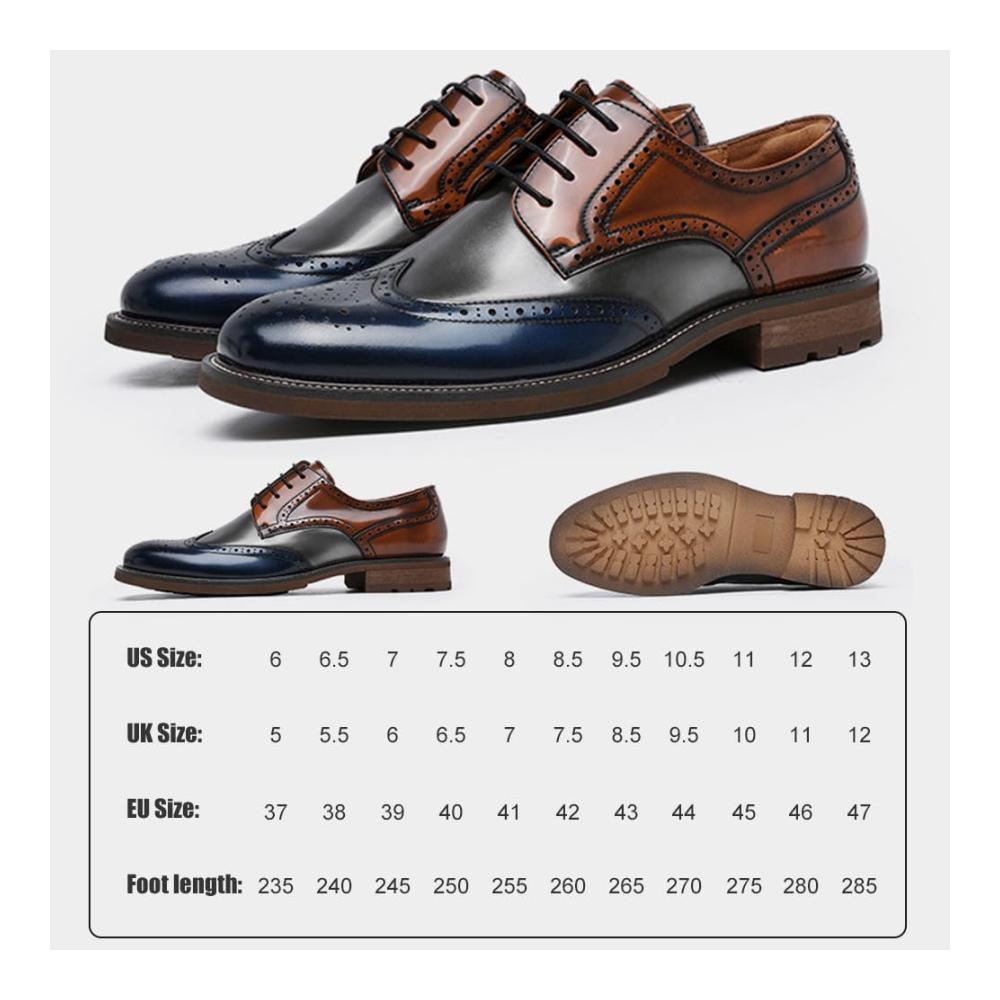 DESAI Herren Brogue-Schnürschuhe aus Lackleder für Hochzeit und Business