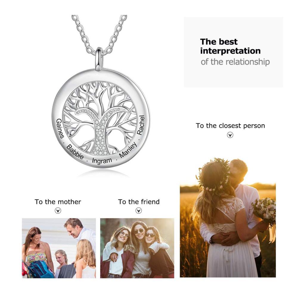 Personalisierte Baum des Lebens Ketten Familien-Schmuck für Damen - Muttertag & Geburtstagsgeschenk