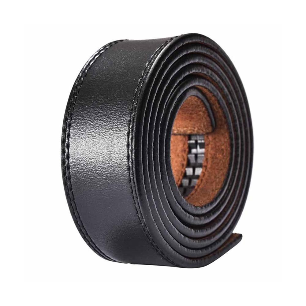 Herren Ledergürtel - Klassischer 35 cm breiter Gürtel ohne automatische Schnalle in Kaffeebraun (Größe 90cm