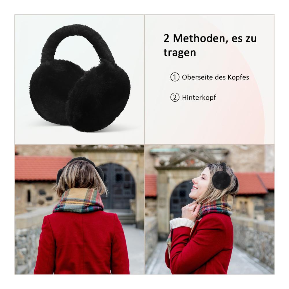 Winter Ohrenschützer mit Plüsch und Verstellmöglichkeit für Damen und Herren - Kälteschutz Earmuffs Faltbare Ohrenwärmer & Warme Ear Warmers