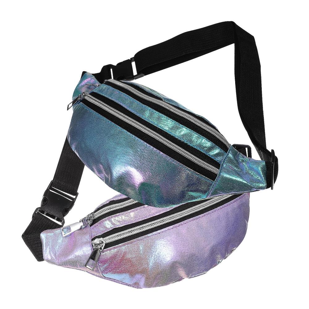 Holografisches Damen Hüfttaschen-Set | Glänzende Gürteltasche mit Verstellbarem Gürtel | Modische Hüftgürteltaschen für Damen