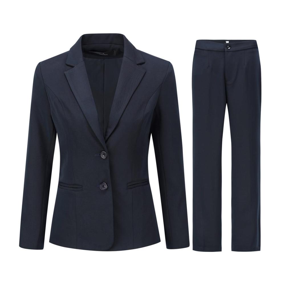 Damen Hosenanzug Herbst Slim Fit Elegant Einreiher mit Fallendem Revers