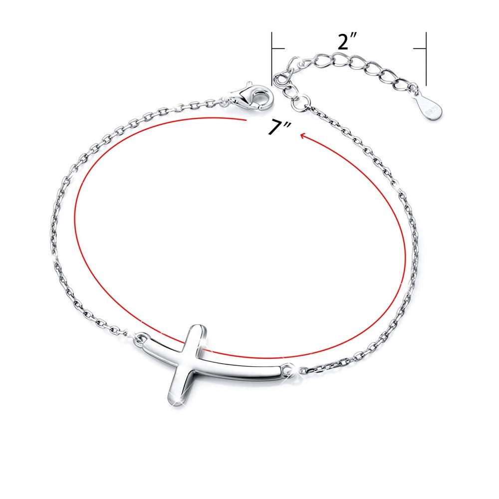 Damen Armband 925 Silber Kreuz Armkette - Elegantes Platiniertes Schmuckstück mit Verstellbarer Länge inklusive Geschenk-Box