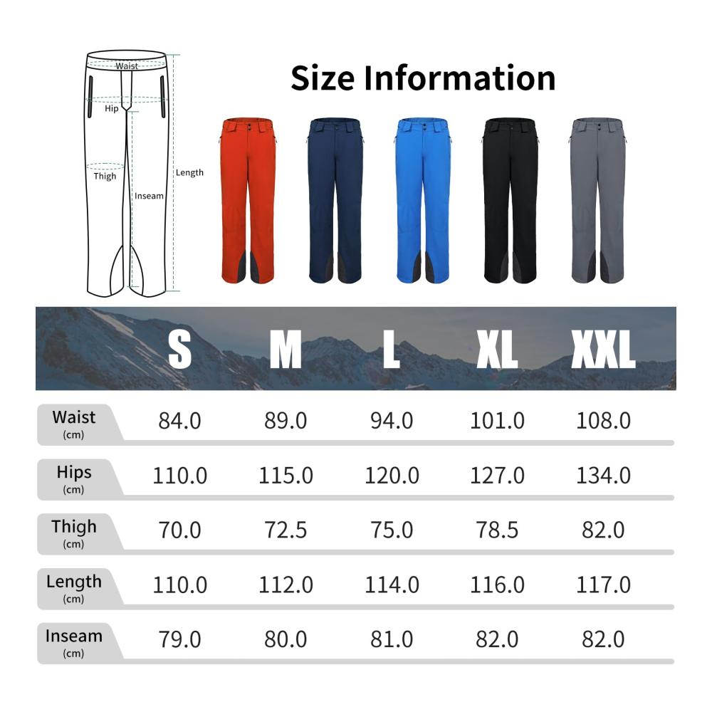 AOLI RAY Herren Skihose Snowboardhose mit Abnehmbaren Trägern - Wasserdicht Gefüttert & Winddicht - Ideal für Outdooraktivitäten