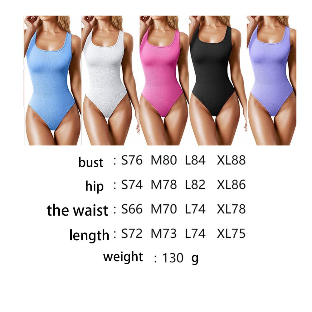 Ärmelloses Geripptes Body-Set für Damen mit Quadratischem Ausschnitt - Shapewear 3-teiliges Tank-top-Set
