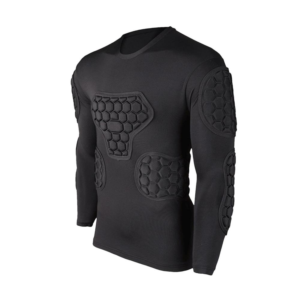 Langarm-Torwarttrikot Schwarz | Gepolstertes Kompressionsshirt für Jugendliche – Ideal für Fußball Basketball & Paintball