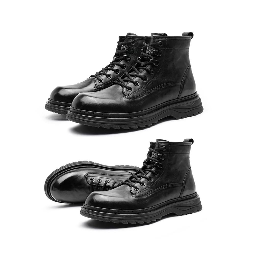 DESAI Herren Stiefeletten - Gefütterte Winterschuhe aus Leder mit Gummisohle Atmungsaktiv und Formell für Business – Schwarz/Braun