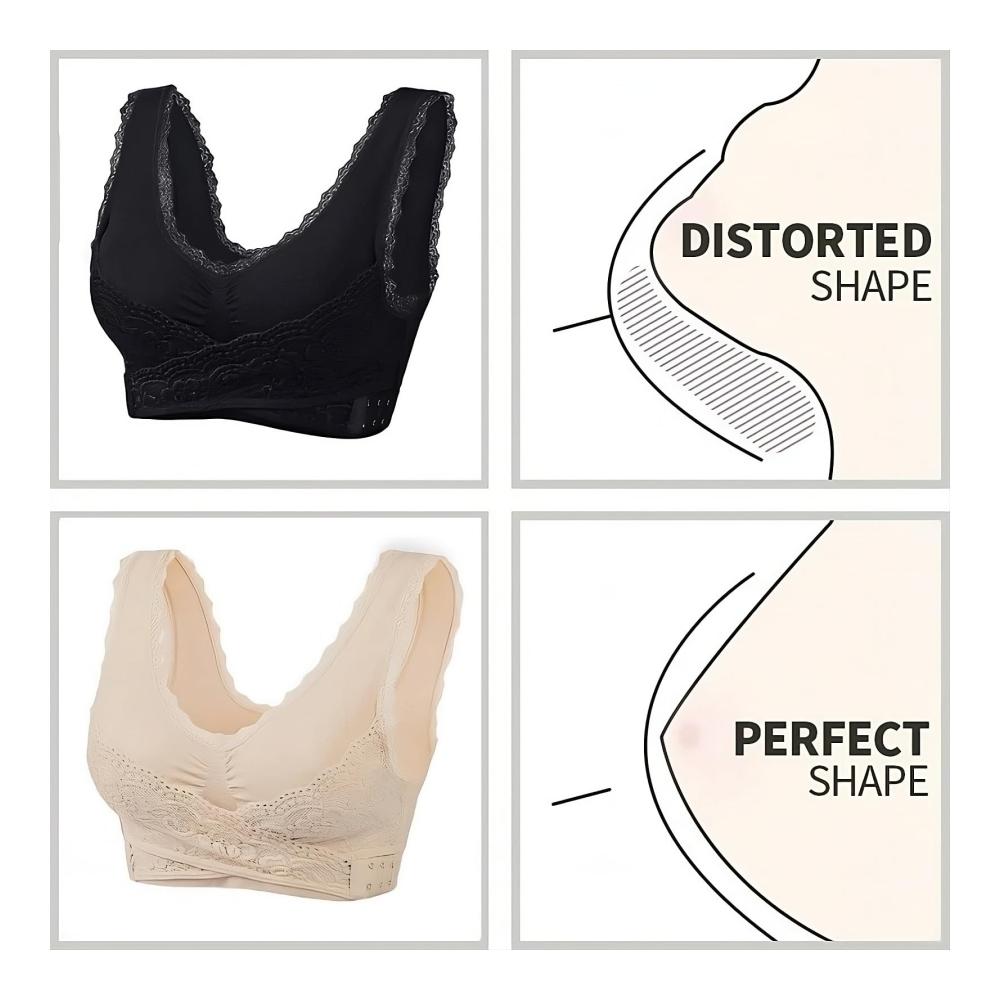 Mondliebe Damen Sport-BH Push-Up Spitzen-BH mit Vorderverschluss Kreuzschnalle & Polsterung