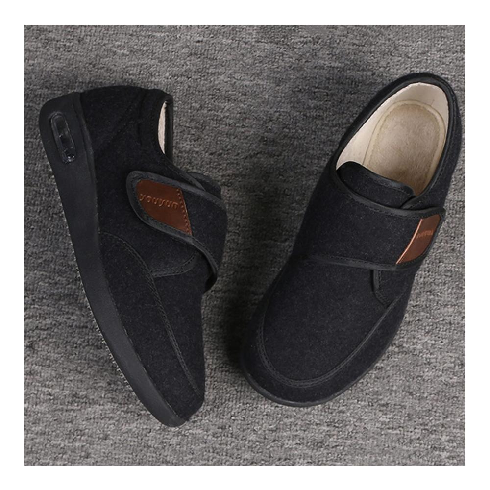 Diabetiker Hausschuhe mit Klettverschluss Extra Breite Passform Atmungsaktiv für Damen und Herren Stilvolle Unisex Therapieschuhe in Schwarz Größe 50 EU