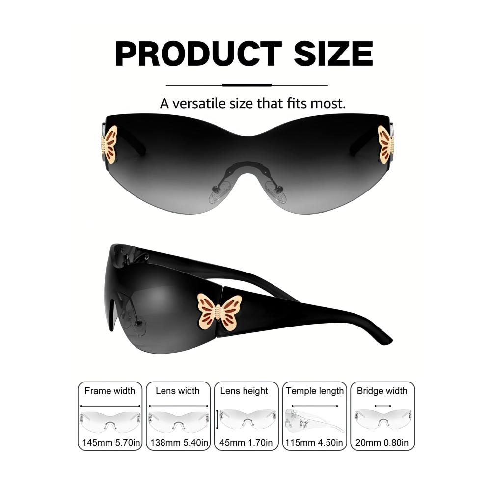 Damen Sonnenbrille Schmetterling Trend – Oversized Rimless Fashion Shield mit UV400 Schutz