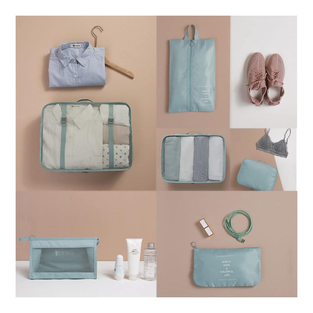 8-teiliges Kofferorganizer-Set Wasserfeste Packwürfel mit Kosmetik- und Schuhbeuteln