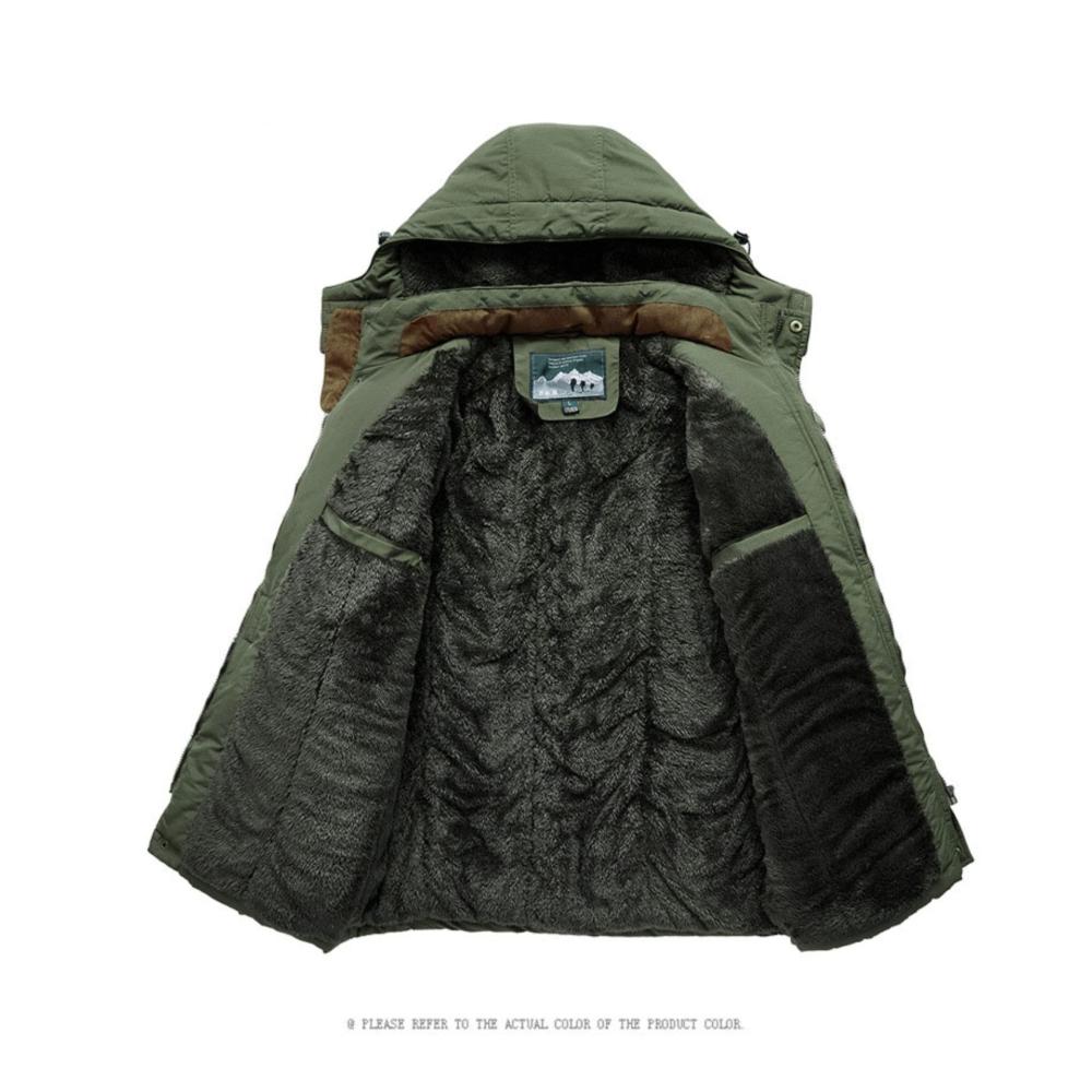 Herren Fleece-Gepolsterte Parka-Jacke Casual Militär Mantel mit Kapuze Mittellang & Verdickt