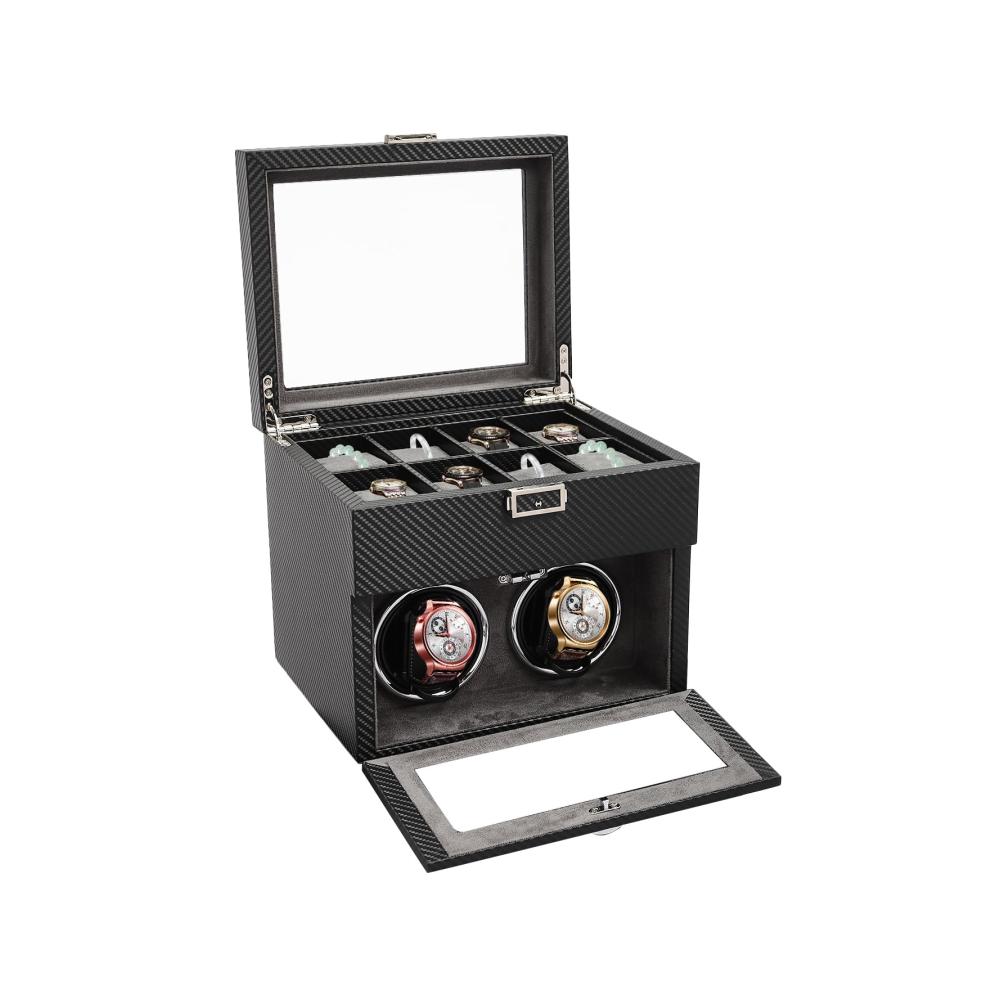 Automatischer Uhrenbeweger 2 8 Uhren PU-Leder Leise Motoren LED-Beleuchtung - Perfekt für Automatikuhren