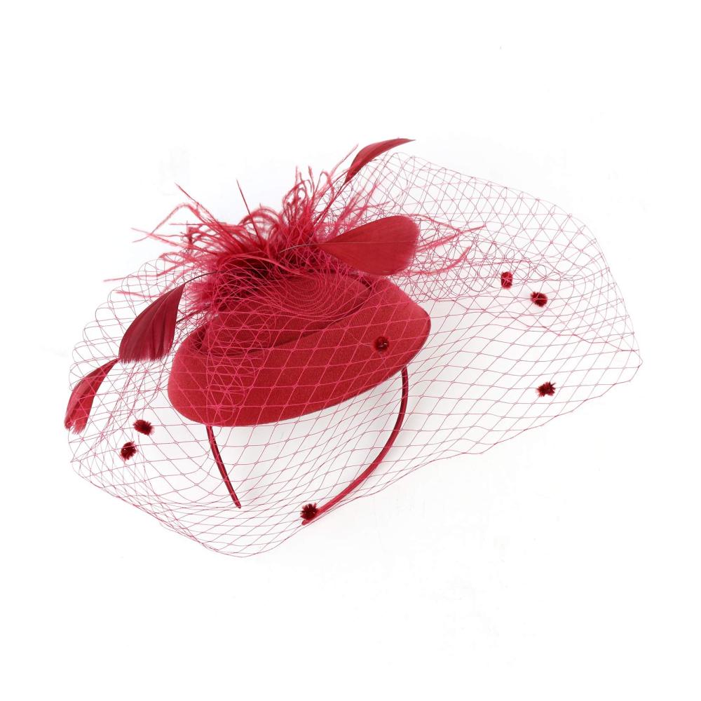 Baskenmützen & Barette Elegante Kentucky Derby Hüte mit Federn Stirnband und Clips für Damen - Perfekt für Tea Parties und besondere Anlässe