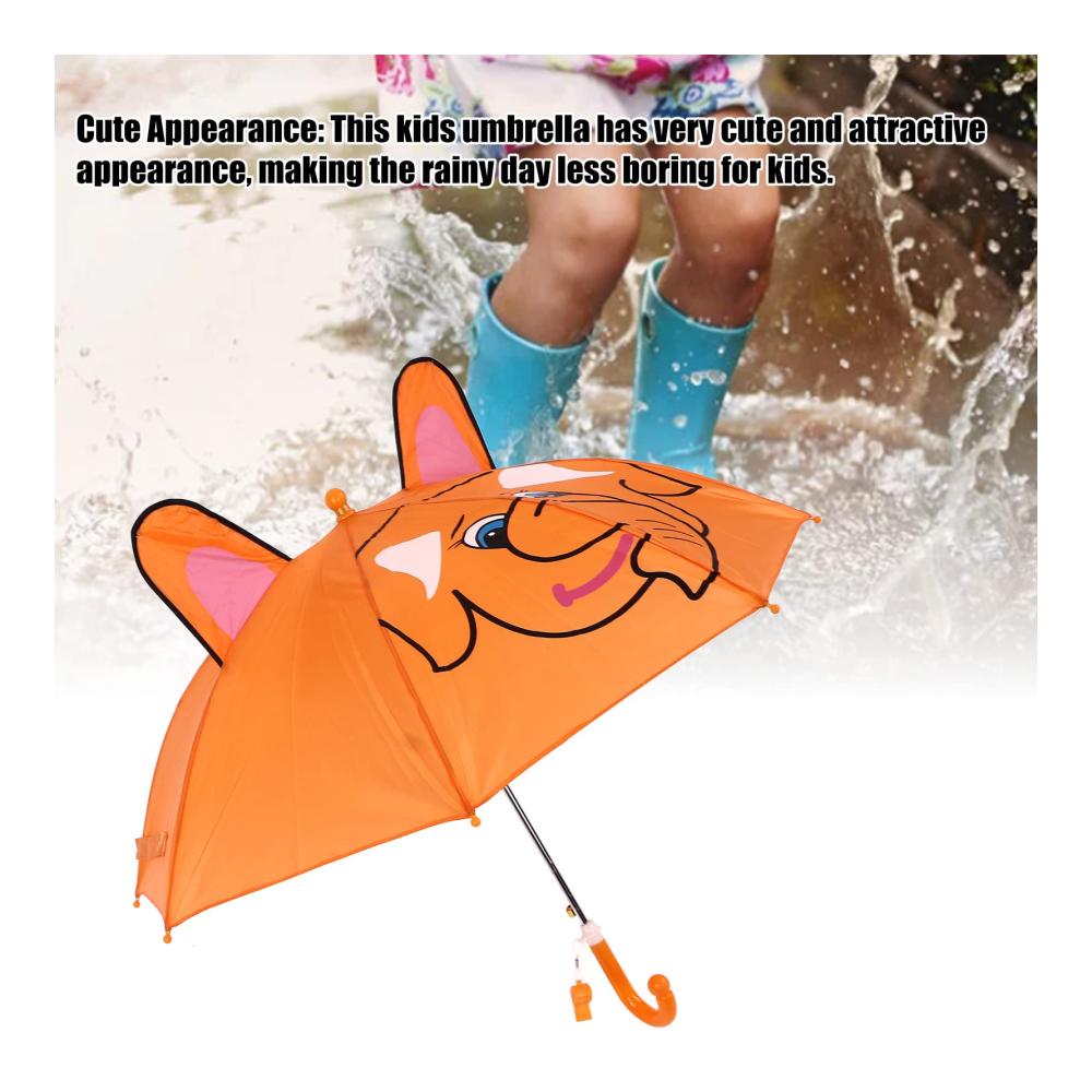 Bunter Cartoon-Tier Regenschirm für Mädchen - Leichter und Einfach zu Benutzen - Ideal für regnerische Tage - 23.03 x 30.31in - Orange