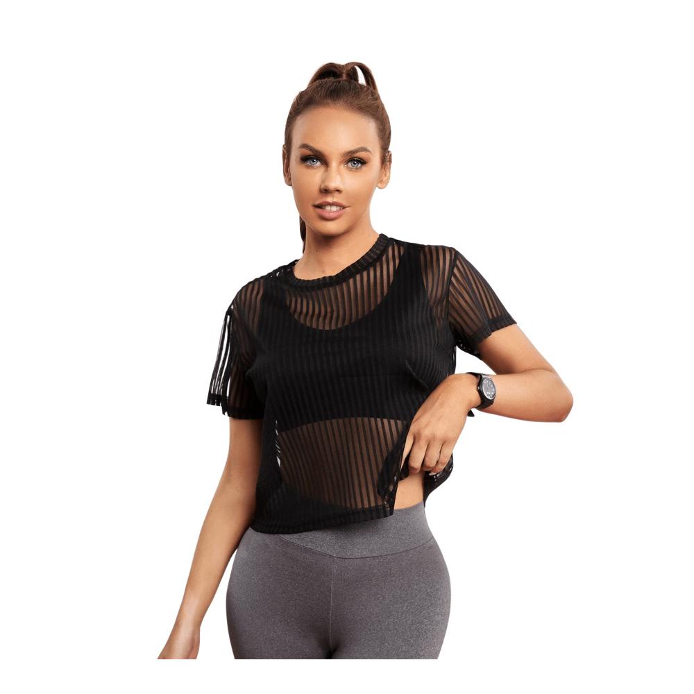 Damen Sommer Mesh T-Shirt - Klassischer BH-freier Stil von SOLY HUX Durchsichtiges Kurzarm Netzoberteil für einen stilvollen Look