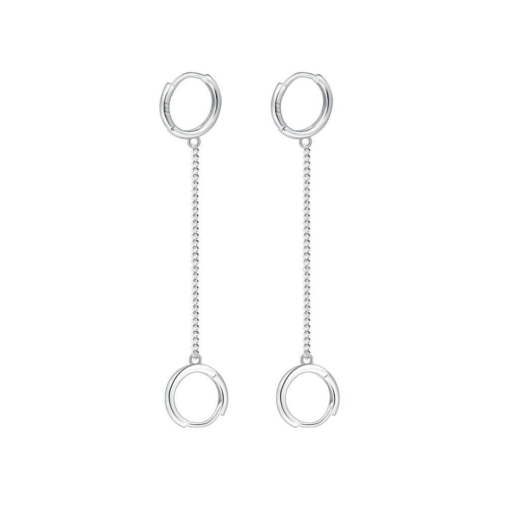 925 Sterling Silber Damen Ohrringe Kleine Creolen Einfädler Kette Tropfen Lappen Piercing Manschette - Personalisierter Schmuck