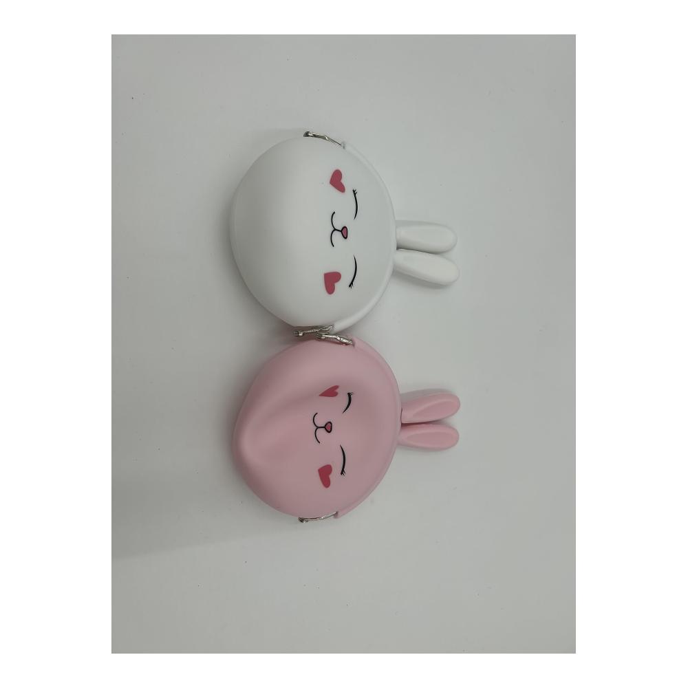 Silikon Geldbörsen Set - 2 Stück Cartoon Tier Geldbörse Kaninchen Kindergeldbörse für Mädchen - Pink Weiß - Ideales Party und Geburtstagsgeschenk