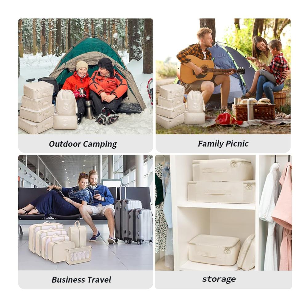 Kofferorganizer Set 11-teilige Packing Cubes für platzsparendes Reisen - Compression Kleidertaschen Travel Organizer Essentials für Unterwäsche Kosmetik Kleidertaschen und Schuhbeutel