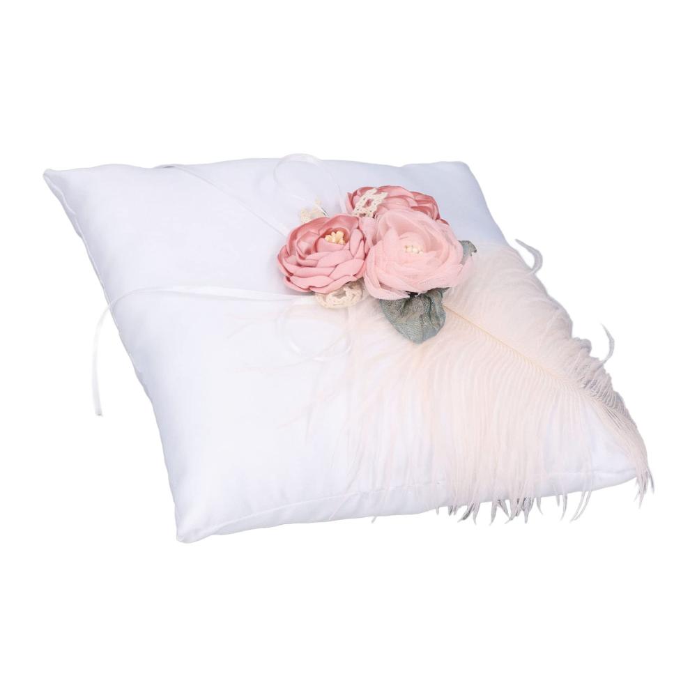 Vintage Spitzen Ringkissen mit Schleife und Blume für Hochzeit - Romantisches Ringträgerkissen im Rustikalen Stil Perfekt für Hochzeitszeremonien Vorschläge und Jahrestage