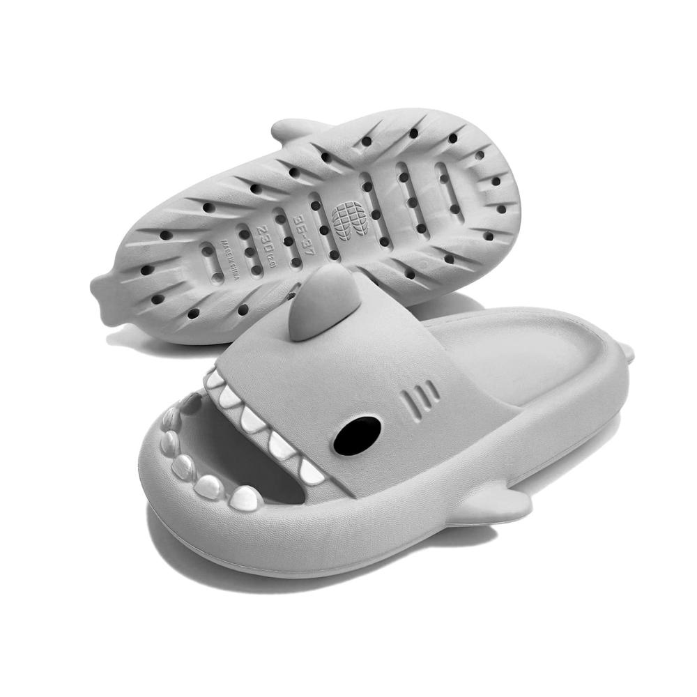Dusch- & Badeschuhe Shark Sliders - Rutschfeste Hausschuhe für Damen und Herren Schnell Trocknende Shark Pantoffeln mit superweichem offenem Zehenbereich - Indoor & Outdoor Aqua Schuhe für eine angenehme Dusch- und Badeerfahrung