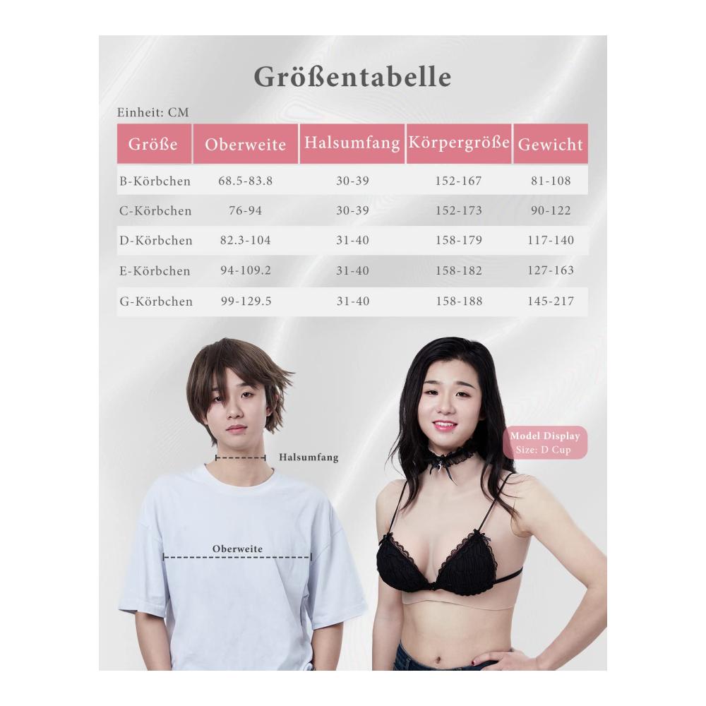 Realistische Silikonbrustplatten ohne Fleece-Futter für Crossdresser Transgender & Cosplay - Inklusive passendem BH