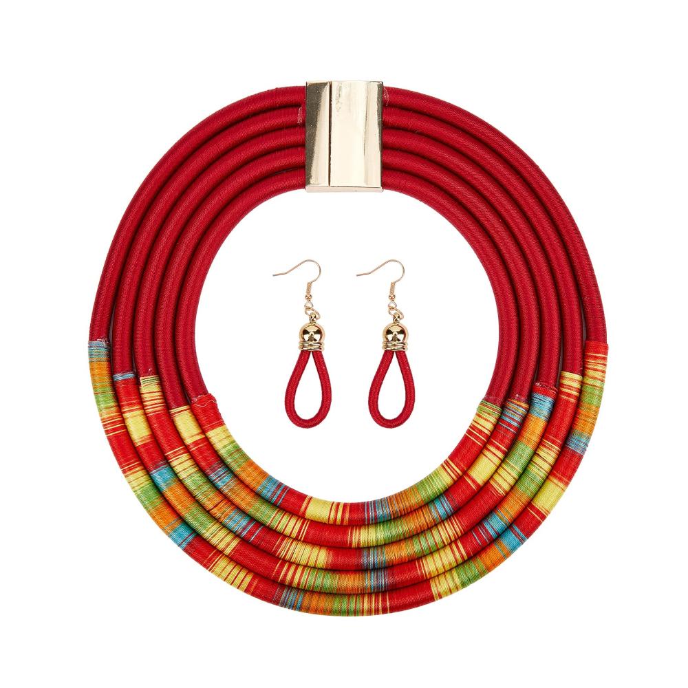 African Jewelry Sets Multi Strand Bib Necklace Magnetic Clasp Chunky Layered Collar - Costume Party Accessories for Women