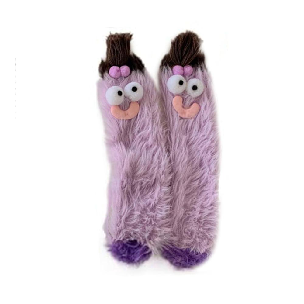 Flauschige Monster-Wintersocken Warme Neuheiten für Damen und Mädchen Lustige Cartoon-Designs Dicke Plüschsocken als Geschenkidee