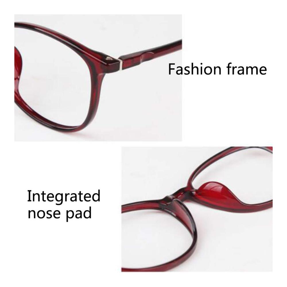 Brillenfassungen Resilience Upgrade HD Resin Lesebrille mit TR90-Rahmen Ultraleicht Strahlungsarm Grüne Folie Einteilige Nasenpolster (Schwarz Rot