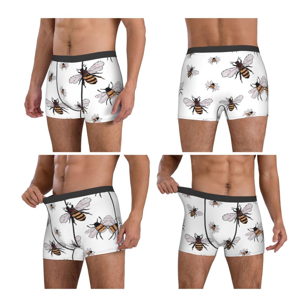 Bienenmuster Micro-Flat-Angle Herrenslips Lustig bedruckt elastisch bequem & atmungsaktiv