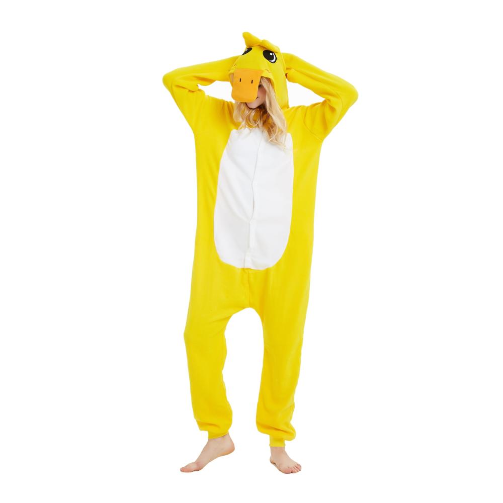 Enten-Kostüm Onesie für Damen Gelbes Relaxo Jumpsuit für Fasching Halloween & Cosplay