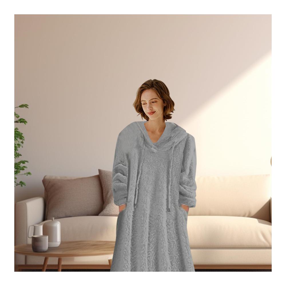 Lange Fleece-Nachthemden für Damen Weiches Kapuzen-Nachthemd mit Warmhaltefunktion und Langarm ideal für Komfort und Stil
