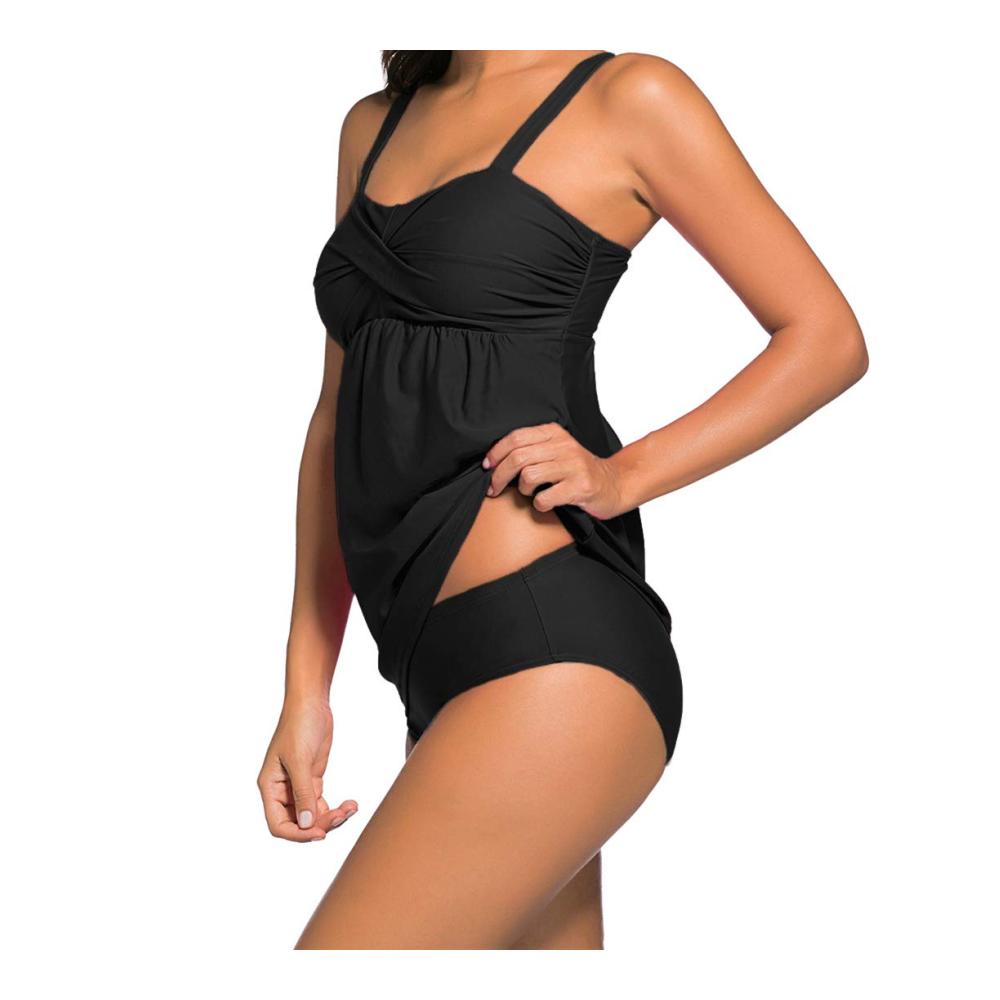Damen Tankini Sets Ocean Plus Figurumspielend Bauchweg Bügellos - Verstellbare Träger - Zweiteilige Bademode in Unifarben mit Slip
