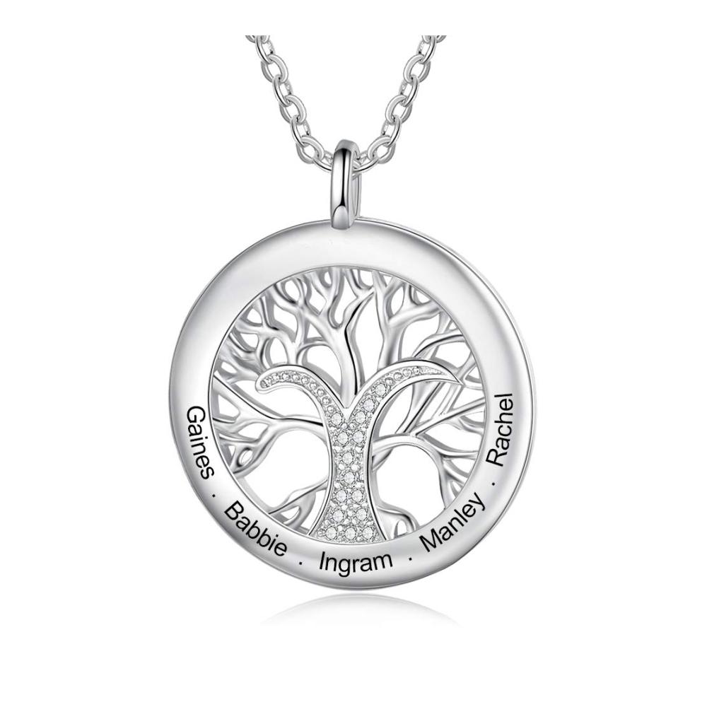 Personalisierte Baum des Lebens Ketten Familien-Schmuck für Damen - Muttertag & Geburtstagsgeschenk