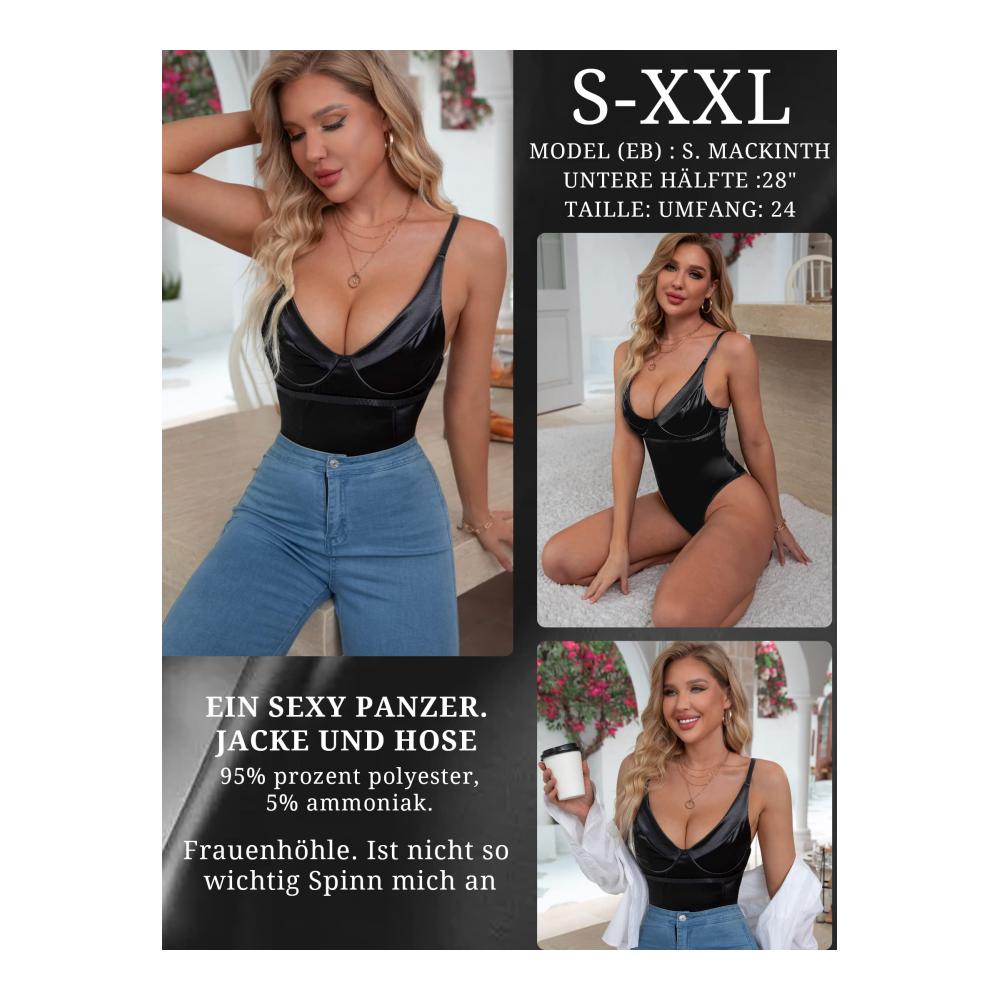 Bodys popiv Damen V-Ausschnitt Bodys Verstellbar Spaghettiträger Sexy Tops Ärmellos Rückenfrei Bodys Tops Party Rave Outfit - Stilvoller Damen-Body mit verstellbaren Trägern und raffiniertem V-Ausschnitt für einen sinnlichen Look