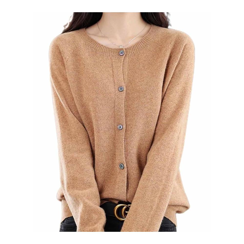 100% Cashmere Womens Cardigan Button-Front Long Sleeve Soft & Warm Knit Sweater