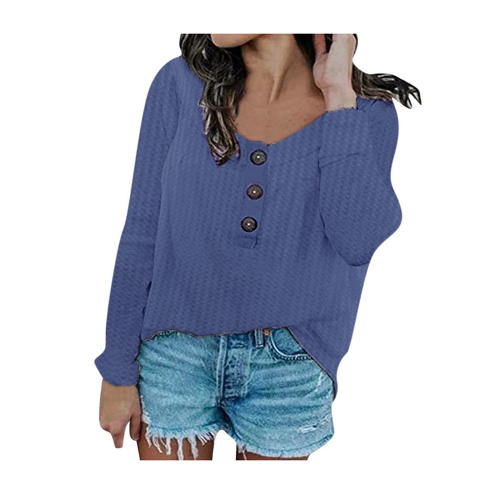 Damen Sexy Langarmshirt mit O-Ausschnitt und Knopfleiste - Lässiges Damensweatshirt mit Loose Fit Funkenmariechen Kostüm für Damen
