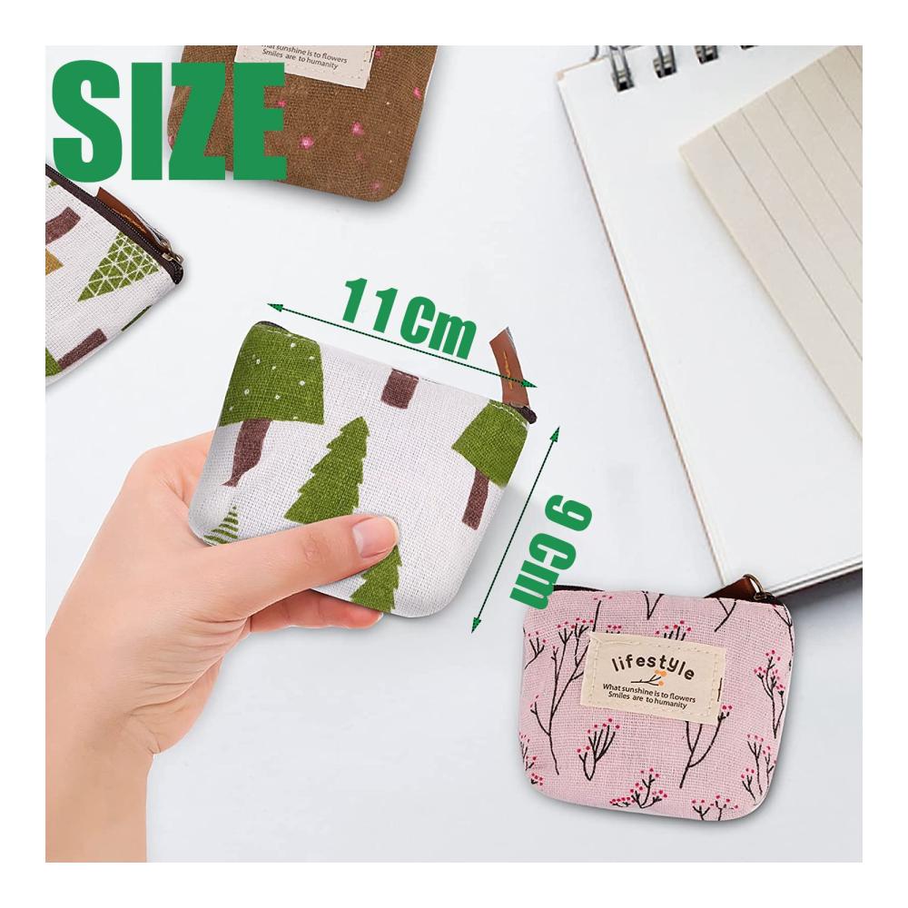 8er Set Mini-Canvas Münzbörsen mit Reißverschluss – Kompakte Schlüsseltasche für Geld Kosmetik und Wechselgeld – Cartoon-Design leicht zu transportieren ideal für die tägliche Reise