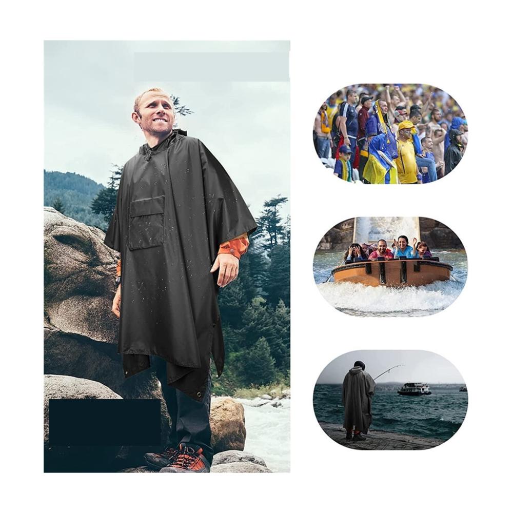 Outdoor-Regenbekleidung Wasserdichter Unisex-Regenponcho mit Kapuze Tasche ideal für Wandern Camping und Notfälle