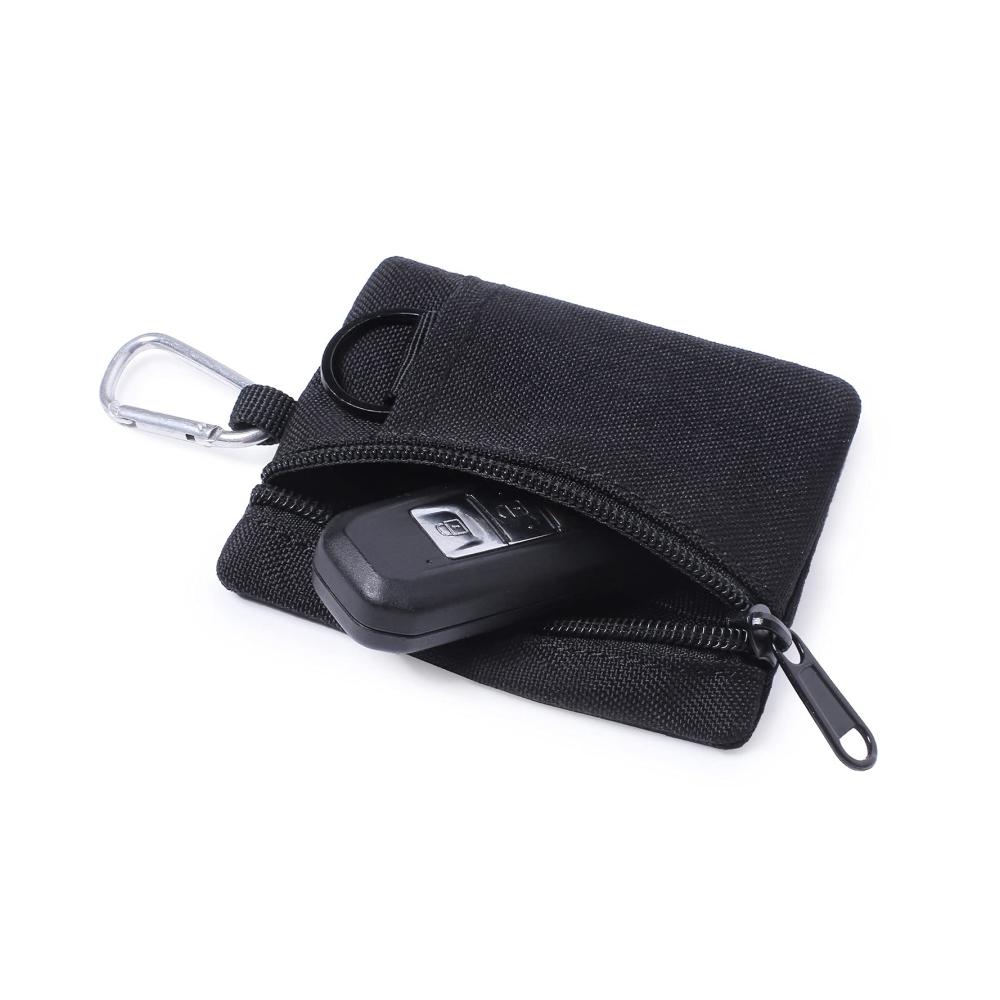 Unisex Ausweistaschen Münzgeldbörse mit Reißverschluss und Clip - Ideal für Outdoor Alltag Reisen und Camping - 2er Pack Schwarz & Modisch