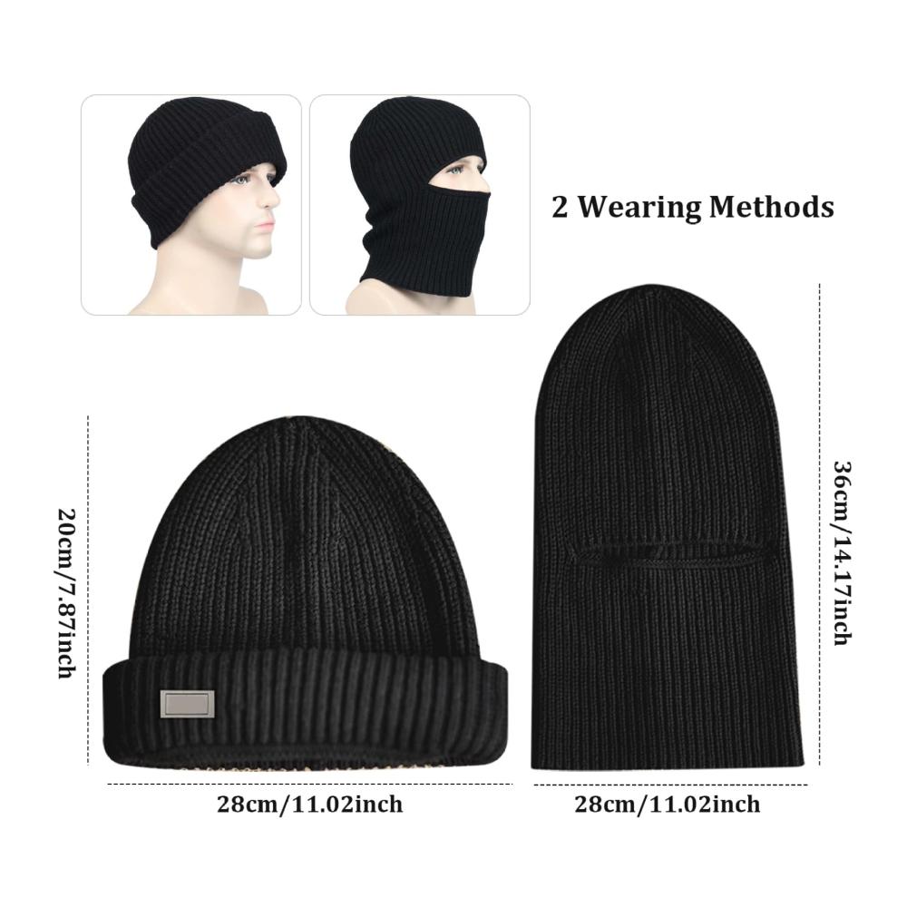 Schwarze Sturmhaube für Skifahren & Motorradfahren | 2-in-1 Gesichtsmaske und Helm-Nackenwärmer - Atmungsaktiv Warm & Vielseitig
