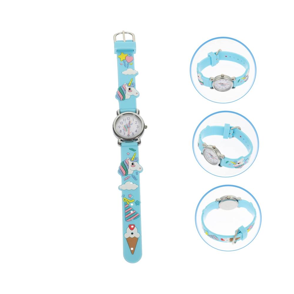 Kinderuhr mit Einhorn-Muster | Digitale Armbanduhren für Mädchen und Jungen | 4-Teilige Studentenuhr mit 3D-Ornamenten | Praktische Kleinkinduhr